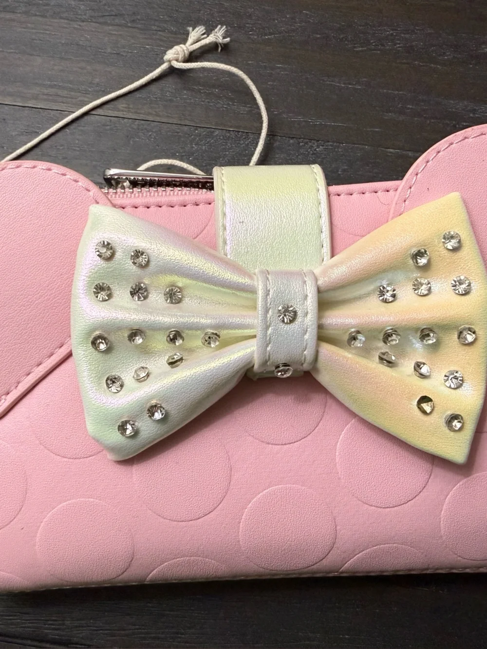 Loungefly Bow Wallet with Iridescent Bow and Rhinestones, NWT